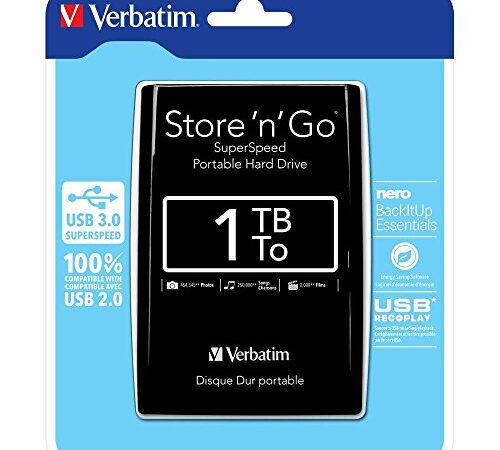Verbatim Store 'N' Go - Hard Disk Esterno Portatile, USB 3.0, Nero, 1 TB