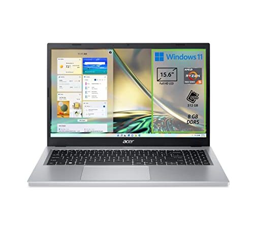 Acer Aspire 3 A315-24P-R8DK PC Portatile, Notebook, Processore AMD Ryzen 5 7520U, RAM 8 GB DDR5, 512 GB PCIe NVMe SSD, Display 15.6" FHD LED, Scheda Grafica AMD Radeon, Windows 11 Home, Silver