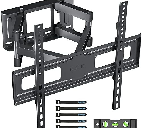 BONTEC Supporto TV Parete per TV da Plasma Curvi LED LCD 23-70 inch, Inclinazione e Girevole Staffa per TV con Doppio Braccio Peso fino a 45kg, Max VESA 400x400mm
