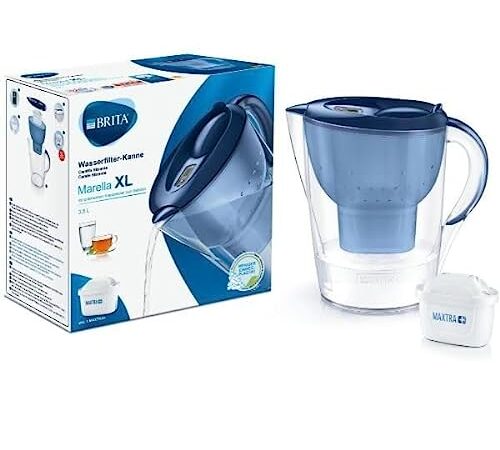 BRITA Caraffa Filtrante Marella XL per acqua, Blu (3.5l) - incl. 1 Filtro MAXTRA+ per la riduzione di cloro, calcare e impurità