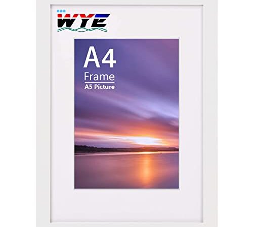 Cornice A4 in legno A4 con supporto A5, cornice A4 con supporto da tavolo o da parete, cornice bianca A4 con finestra in plexiglass, bianco