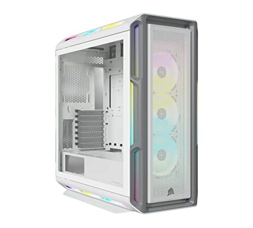 Corsair iCUE 5000T RGB, case Mid Tower ATX, 208 LED RGB gestibili singolarmente, spazio per più radiatori da 360mm, cablaggi facilitati, 3 ventole LL120 RGB e Commander CORE XT inclusi, bianco