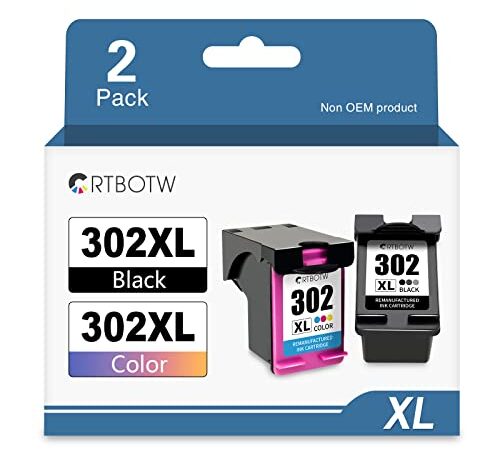 CRTBOTW Ricondizionate 302XL 302 XL di ricambio per cartucce d'inchiostro HP 302 per Officejet 3830 3831 3832 3834 4650 4654 4658 DeskJet 1110 2130 2132 3630 3632 Envy 4520 2 452 4 (nero e colore)