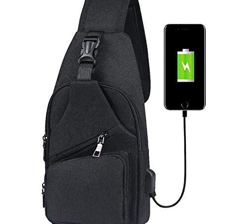 flintronic Zaino Monospalla Sling Bag, Borsa a Spalla Uomo, Borsello Tracolla, includere 1 Cavo USB