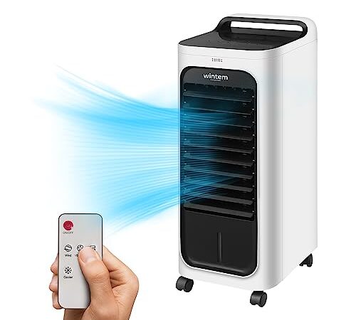 Frost Raffrescatore con Telecomando e Timer Pannello Touch Condizionatore Evaporativo con Ruote Climatizzatore Portatile Acqua e Ghiaccio 80 Watt Tanica da 6 Litri