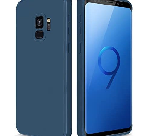 GiiYoon Cover Compatibile con Samsung Galaxy S9 Custodia in Silicone, Custodia Antiurto Custodia Sottile in Silicone con Strato Interno in Fibra e Protezione della Fotocamera, blu