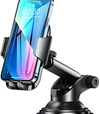 Glangeh Porta Cellulare Auto, [Forte Rilievo in Gel Appiccicoso] Supporto Ventosa per Cruscotto, 360° Rotazione Braccio Estensibile, per 4.5''-6.5'' Smartphones