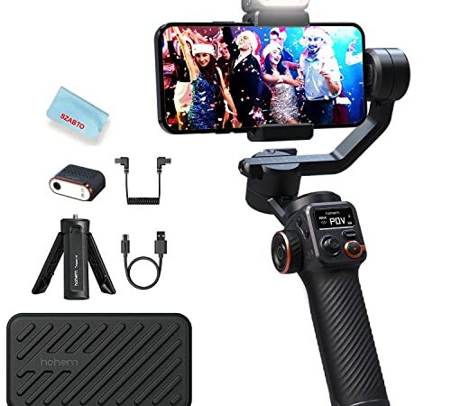 Hohem iSteady M6 Kit Stabilizzatore Gimbal per Smartphone a 3 assi con sensore di visione AI a luce di riempimento magnetica per iPhone Android con display OLED Carico massimo 400g