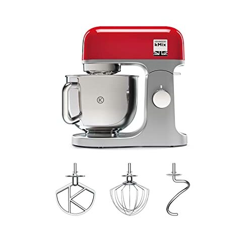 Kenwood KMX750RD KMIX Impastatrice Planetaria con Ciotola con manico in Acciaio da 5L, 3 Ganci di Miscelazione, Potenza 1000W, Personalizzabile con oltre 20 Accessori Acquistabili Separatamente, Rosso