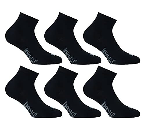 Lonsdale Quarter 6 Paia di calzini sopra la caviglia, ottima qualità di cotone (Nero, 43-46)