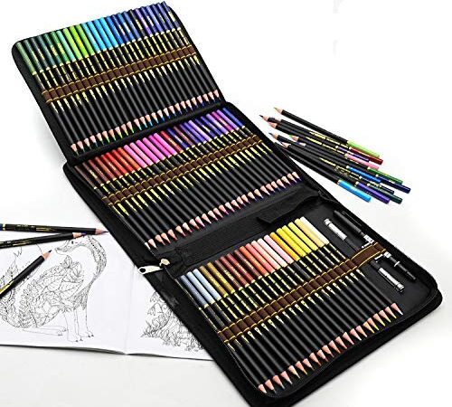 Matite Colorate Da Disegno Professionali, Set da 72 Pezzi Matite Colorate per Adulti e Bambini, Ideali per Colorare, Mandala, Disegnare, Astuccio Cancelleria Scuola