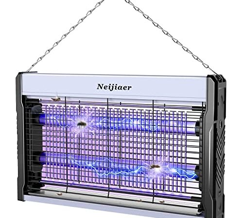 Neijiaer Lampada Antizanzare, 3200V USB Zanzariera Elettrica, 2 X UV LED Lampada Zanzare | Protezione al Tatto |Sospensibile |con Vassoio| per Interno Esterno Grondaia