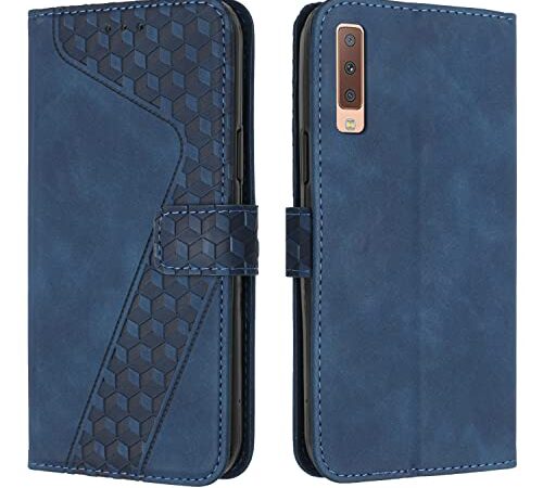 OKZone Cover per Samsung Galaxy A7 2018/A750, Custodia in Pelle Samsung A7 2018/A750, Cover a Libro Galaxy A7 2018/A750 Magnetica Portafoglio Folio PU Pelle Flip Caso con Wallet Case Cover (Blu)