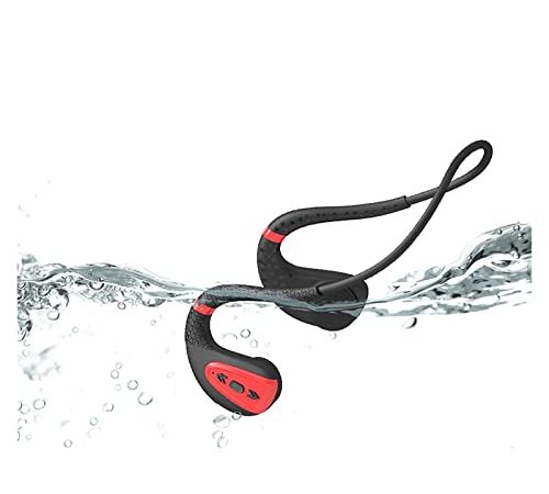 PRMAL Cuffie a conduzione ossea Cuffie Impermeabili Cuffie con Archetto da Nuoto Senza Fili con Lettore MP3 8G per Corsa, Immersioni in Acqua, Palestra, Spa (Color : Q1 Red 8GB RAM, Size : 0)