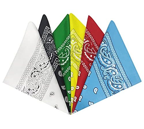 QEEQPF Paisley Bandana Sciarpa Collo Sciarpe Polsino Anacardi Bandana Design Fazzoletto Novità Stampa Copricapo per Uomo Donna Unisex Adulti e Bambini 54 X 54 cm 6 Pezzi