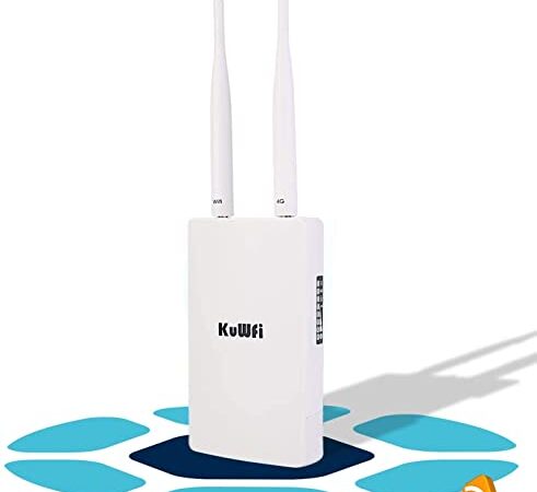 Router 4G LTE, KuWFi 150Mbps 3G 4G LTE Router CAT4 con Slot per schede SIM Funziona con Telecamera IP o Copertura WiFi Esterna con Antenna 2pcs Funziona con 3 (Tre) / Tim/Wind/Vodafone SIM Card