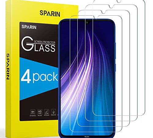 SPARIN 4 Pezzi Pellicola Vetro Temperato per Xiaomi Redmi Note 8 / Note 8 2021 / Note 7, Pellicola Protettiva per Redmi Note 8 2021