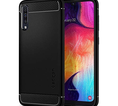 Spigen Cover Rugged Armor Compatibile con Samsung Galaxy A50, Samsung Galaxy A50S e Samsung Galaxy A30S - Nero