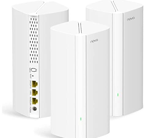 Tenda Nova MX12-3 AX3000 Mesh Wi-Fi 6 System, ampia copertura Wi-Fi fino a 650mq, 1.7 GHz Quad-Core CPU, porte LAN Gigabit, supporta Alexa, 3-Pack