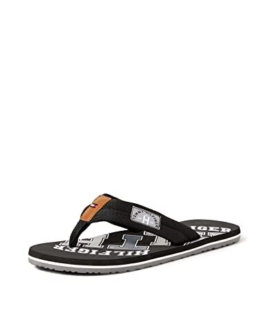 Tommy Hilfiger Infradito Uomo Essential TH Beach Sandal Scarpe da Mare, Nero (Black), 42 EU