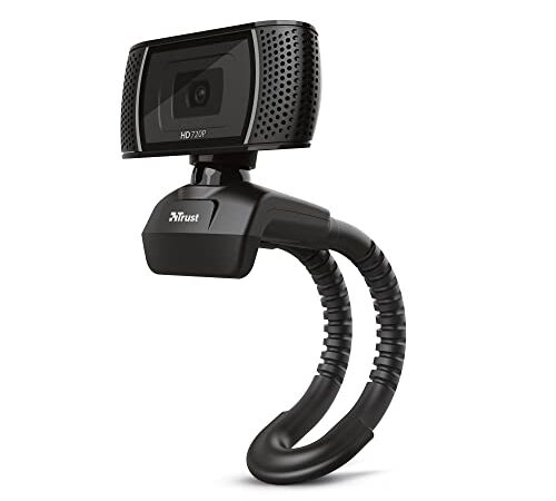 Trust Trino Webcam HD con Microfono Incorporati, 1280 x 720, USB 2.0, Video Camera per PC con Pulsante Foto, Supporto Universale, per Mac, Windows, Laptop, Computer, Teams, YouTube, Zoom - Nero