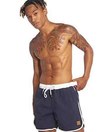 Urban Classics Retro Swimshorts Pantaloncini, Blu (Navy/White 01200), S Uomo