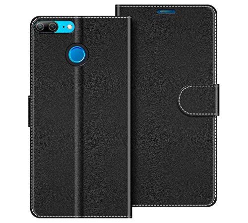 COODIO Custodia per Honor 9 Lite, Custodia in Pelle Honor 9 Lite, Cover a Libro Huawei P Smart Magnetica Portafoglio per Honor 9 Lite/Huawei P Smart Cover, Nero