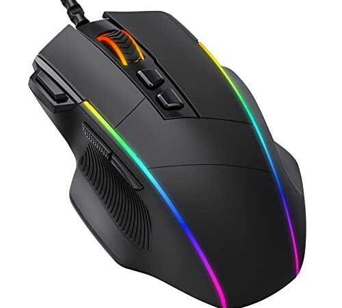Mouse Gaming, Dacoity Mouse RGB Ergonomico da 8000 DPI (5 livelli), 8 Pulsanti Programmabili, 7 Modalità di Illuminazione RGB Personalizzabili, Mouse con Filo USB per PC, laptop, MacBook