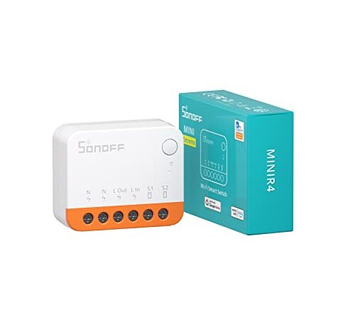 SONOFF MINI R4 WiFi Smart Switch 2-Way, Interruttore intelligente fai-da-te, modalità relè staccabile, WiFi 2.4G, controllo APP, Funziona con Alexa, Google Home Assistant, controllo remoto eWeLink